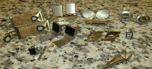 Lot of 6 - Vintage Pairs of Cufflinks w/ Matching Tie Clasp Sets - Picture 1 of 7