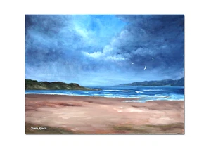 Original Meereslandschaft Gemälde "Am Meer" auf 16 x 12" Leinwand Tafel von Judith Rowe - Bild 1 von 3