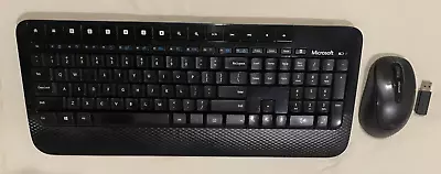 Microsoft 1477 X823055-0001 Black Wireless 2000 QWERTY Keyboard, USB & Mouse - Image 1 of 4