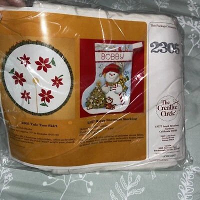 Vintage 1983 Creative Circle 2305 Yule Christmas Tree Skirt Kit - Image 1 of 2