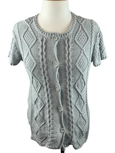 Calvin Klein Jeans Women's Large Cable Knit Short Sleeve Gray Sweater - Bild 1 von 11