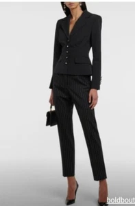 D&G Dolce Gabbana Skinny Slacks High-Waist Trousers Pants Pinstripe Wool IT38 - Picture 1 of 16