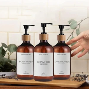 Juego dispensador de botellas de champú, acondicionador y lavado corporal de 500 ml - Imagen 1 de 10