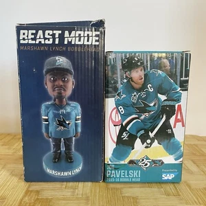 NIB San Jose Sharks Bobbleheads Joe Pavelski Marshawn Lynch Beast Mode LOT OF 2 - Picture 1 of 24