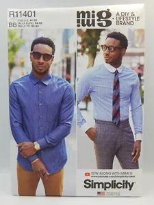 Simplicity 11401 Men's Fitted Button Down Shirt Uncut Pattern 8427 Mimi G 44-52 - Picture 1 of 2