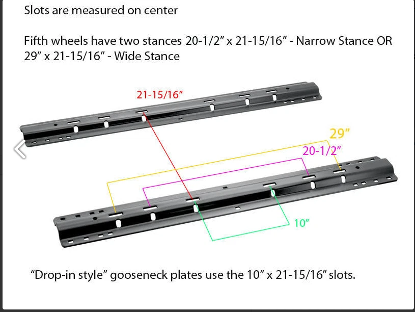 Trilhos de base Reese para engates de reboque de 5ª roda para 11-19 silverado sierra 2500HD - Imagem 1 de 4