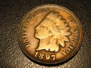 1897 Indian Head Cent #2 ERROR RECESSED RIM - Picture 1 of 4
