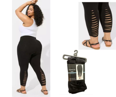 Nuevo con etiquetas Legging Torrid 00 Negro Crop Comfort Cintura Destruida Pierna Trasera, M 10 Foto 1 de 4