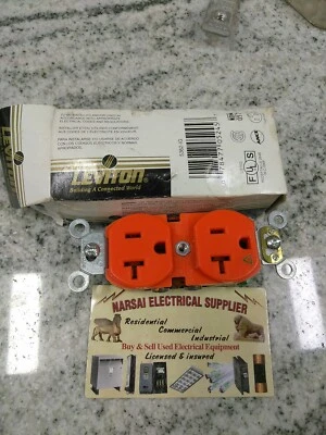 LEVITON 5362-IG ISOLATED GROUND  GRADE ORANGE 20A 125V 2P DUPLEX RECEPTACLE (6D1 - Image 1 of 4
