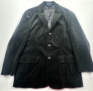 VINTAGE Polo Ralph Lauren blazer uomo taglia 44R nero velluto a coste giacca cappotto sportivo - Foto 1 di 11