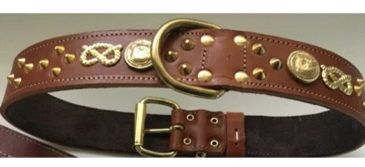 STAFFORDSHIRE/STAFFIE/STAFFY/BULL TERRIER DOG COLLAR REAL LEATHER,1"1/2 WIDE - Image 1 of 3