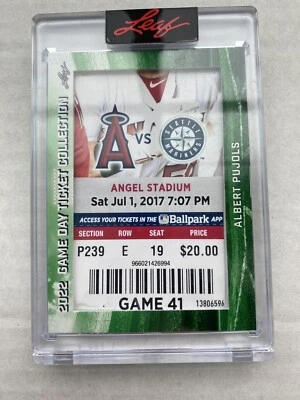 2022 LEAF GAME DAY EVENT COLLECTION Albert Pujols TC-4 Angel Stadium Game 41 - Image 1 of 2