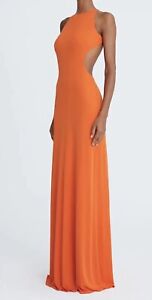 Orange Backless Halston Evening Gown Size 8- MSRP $595