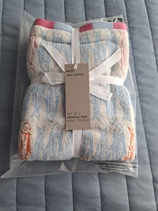 Next Set Of 2 Coastal Fish Hand Towels - Picture 1 of 4