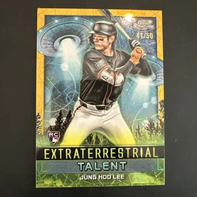 2024 Topps Chrome Cosmic Jung Hoo Lee Extraterrestrial Talent Gold Refractor /50 - Image 1 of 2