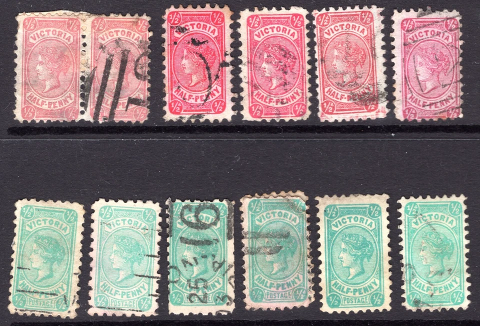 Victoria VIC Australia QV 1904 1/2d medio centavo gallo verde y carmesí lote B Foto 1 de 1