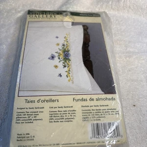 Stitchers Gallery Cross Stitch Stamped Pillowcases Pansy Ribbon Butterfly - Picture 1 of 4