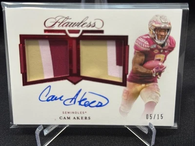 2020 Panini Flawless Collegiate Cam Akers RC Patch Auto #5/15 Vikings - Image 1 of 2
