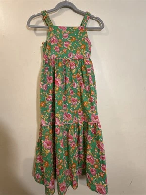 Girls Isaac Mizrahi Swiss Dot Pink Green Floral Long Sun Party Dress size 8 - Image 1 of 4