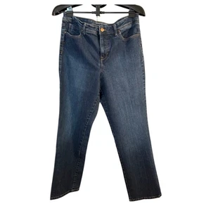 Pantalones de mezclilla Gloria Vanderbilt para mujer talla 14 lavado oscuro pierna recta adelgazante elástico - Imagen 1 de 10