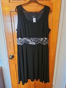 Perceptions Women's Black & White Sleeveless Stretchable Midi Dress Size 22W NWT - Picture 1 of 6