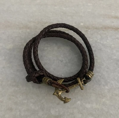 Pulseira de couro Kiel James Patrick envoltório âncora 24,5” - Imagem 1 de 4