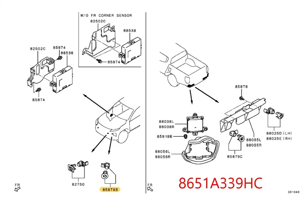8651A339HC Sensor Corner Clearance For Mitsubishi L200 Triton Strada KL6T 2016 - Image 1 of 4