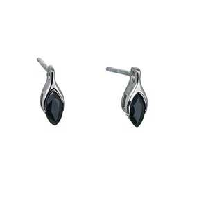 Sapphire Earrings Sterling Silver SMALL Solitaire Studs Minimalist Marquise - Picture 1 of 12