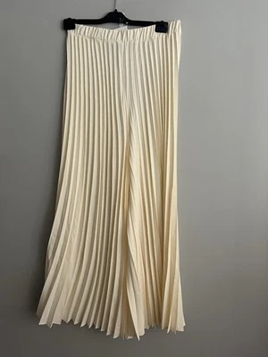 Nuevo Forever 21 Talla XL Pantalones Plisados Pierna Ancha Plisados Marfil Plisados Nuevos con Etiquetas Foto 1 de 4