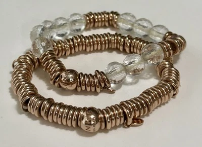 Juego de 2 brazaletes Sweetie de LONDRES de oro rosa de ley vermeil y cristal de roca Foto 1 de 4