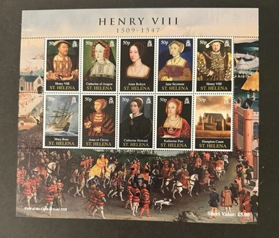 Hoja Santa Elena 2009 500 Aniversario del Nacimiento de Enrique VIII MNH Foto 1 de 2