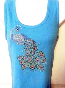 Rhinestone "PEACOCK" NEW - PRICE TO SELL -SMALL/AQUA - Picture 1 of 1