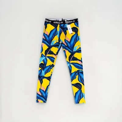 NUEVO ADIDAS ORIGINALS X FARM Pantalones Hoja de Palma Para Mujer Grande Azul y Amarillo APRETADO Foto 1 de 4