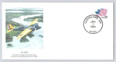 B-10B Bomber FDC Cachet Fellows Ferguson Art Fleetwood c1993 Cleveland, Ohio - Image 1 of 4