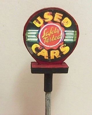 1/24, 1/32 Scale Diorama Vintage Used Cars 2-Sided Neon Looking Sign - Image 1 of 4