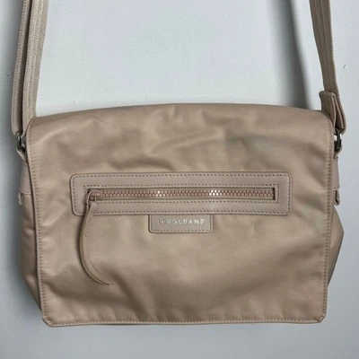Longchamp Beige Nylon And Leather Messenger Bag - Image 1 of 4