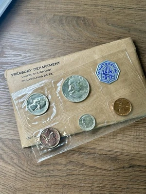 1955 US Mint Silver Proof Set 5 Coins in Original Flat Pack Envelope - Image 1 of 4