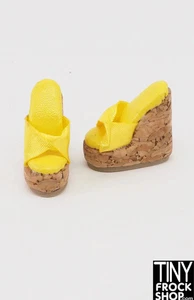 Integrity Perfectly Palm Springs Poppy Yellow Cork Wedge Heels - Picture 1 of 1
