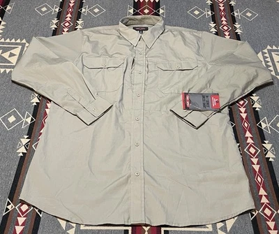 Tru-Spec 24-7 LS Dress Shirt Mens XL Khaki Ripstop Epaulet Kit T34 - Imagem 1 de 4