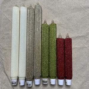 Glitter Flameless Candles (8) Flickering Battery Operated LED Taper Candles READ - Picture 1 of 10