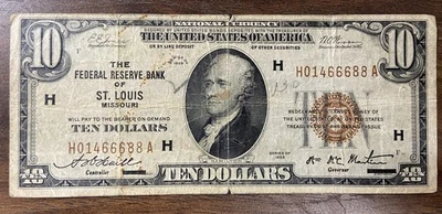 1929__$20__ Federal Reserve Of St. Louis Missouri__National Note - Image 1 of 2