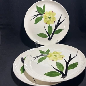 3pc Vtg Joni Dixie Dogwood Luncheon / Dinner Plates Stetson China Handpainted 9" - Picture 1 of 6