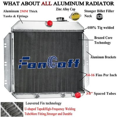 3 Row Aluminum Radiator for 1960-1962 Chevy C10, C20 C30 K10 K20 Pickup l6 V8 US - Image 1 of 4