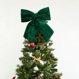 Christmas Velvet Bow 2 Colours Red & Green Xmas Tree Home Decor - Imagen 1 de 7