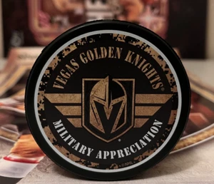 Vegas Golden Knights Military Appreciation Collectible Hockey Puck Vs Carolina - Picture 1 of 4