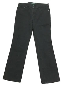 LRL Ralph Lauren Jeans Co. Women Size 14 Black Denim Jeans Straight Leg Stretch - Picture 1 of 10