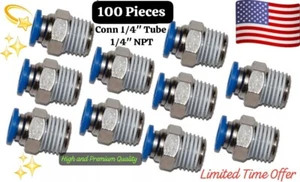 100 Stück 1/4" Rohr x 1/4"NPT Außengewinde Push to Connect Fitting Pneumatik - Bild 1 von 6