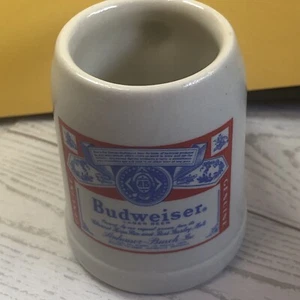 MINI BUDWEISER 2 1/2" CERAMIC STEIN SHOT GLASS Ceramarte - Picture 1 of 4