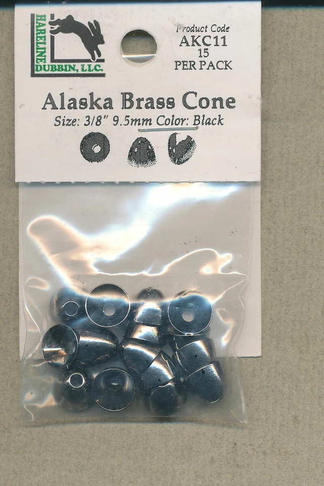 Conos de latón Alaska - tamaño 3/8" 9,55 mm - negro (cantidad 15) AKC11 Foto 1 de 1