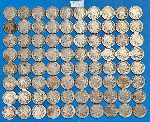 Two Rolls of Buffalo Nickels Circulated Coins | 80 PARTIAL DATE Coins | Lot P275 Cover